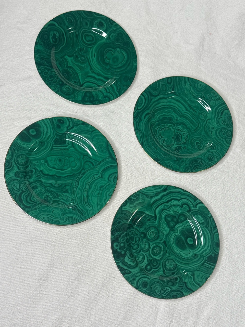 Vintage Neiman Marcus Malachite Green Bread/Dessert Plates - Set of 4 JAPAN NIB